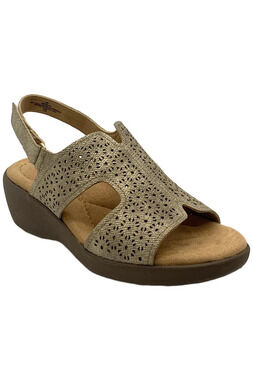 Easy Spirit Women's Kali Low Wedge Slingback Sandals Gold - Medium